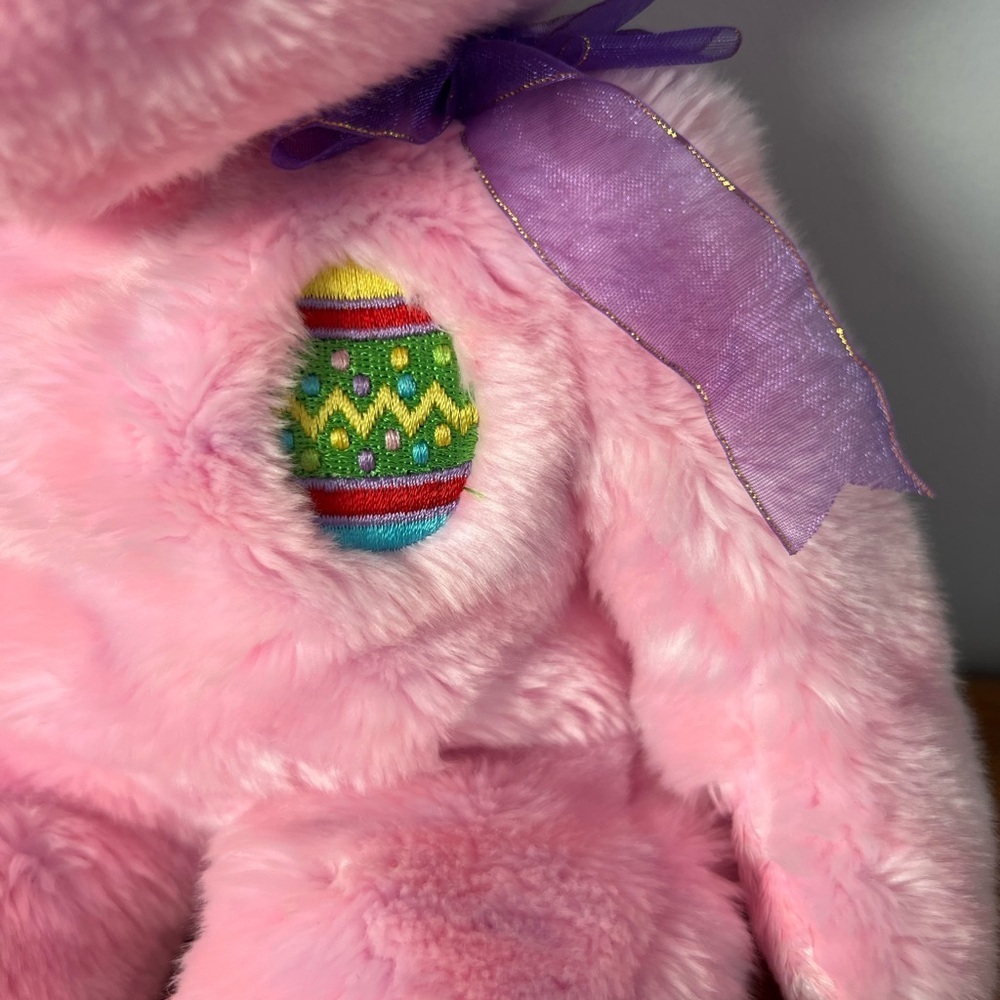 Ty Beanie Buddy “Eggs” Pink Easter Bear with Purple Ribbon 2001 Vintage Y2K - Picture 2 of 6